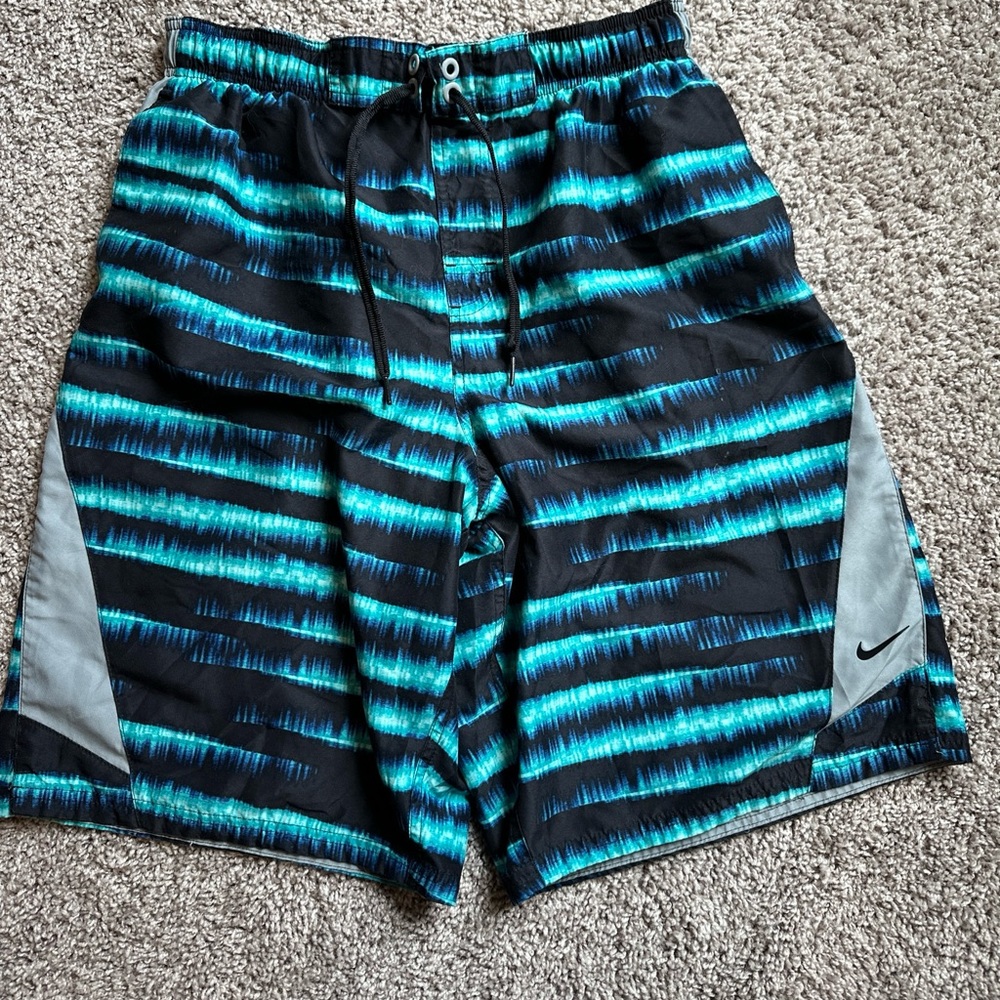 Men’s Nike Swimming Trunks Size M Color Black/teal/blue/grey